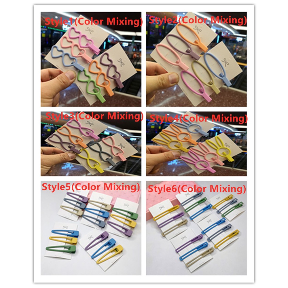 Set 3 kẹp tóc MIHAN1 nhiều màu sắc thiết kế hình học dễ thương