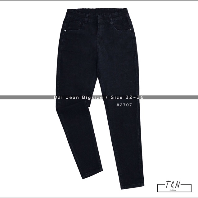 Quần Jeans Đen Trơn / Rách 2 Gối SIZE ĐẠI - Lưng Cao Qua Rốn- Ôm Body BIG SIZE