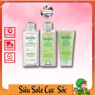 COMBO SIMPLE - Bộ 3 Nước Tẩy Trang Simple , Sữa Rửa Mặt Simple, Toner Simple