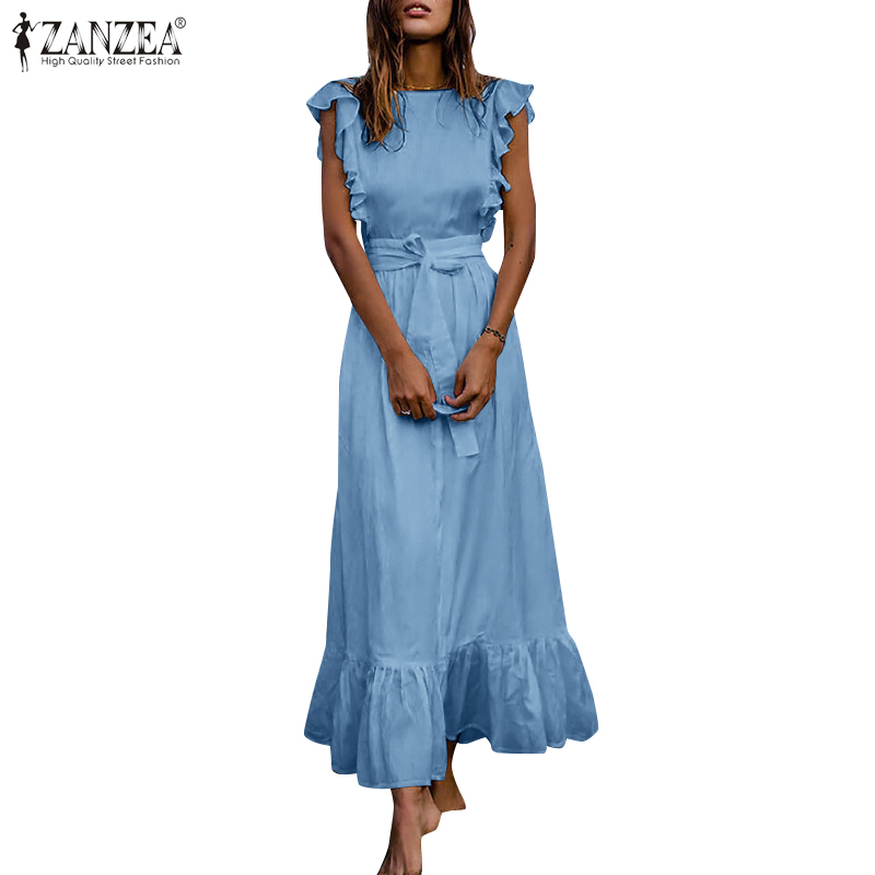 Đầm ZANZEA Thiết Kế Dáng Dài Không Tay Kiểu Vintage Thời Trang Cho Nữ | BigBuy360 - bigbuy360.vn