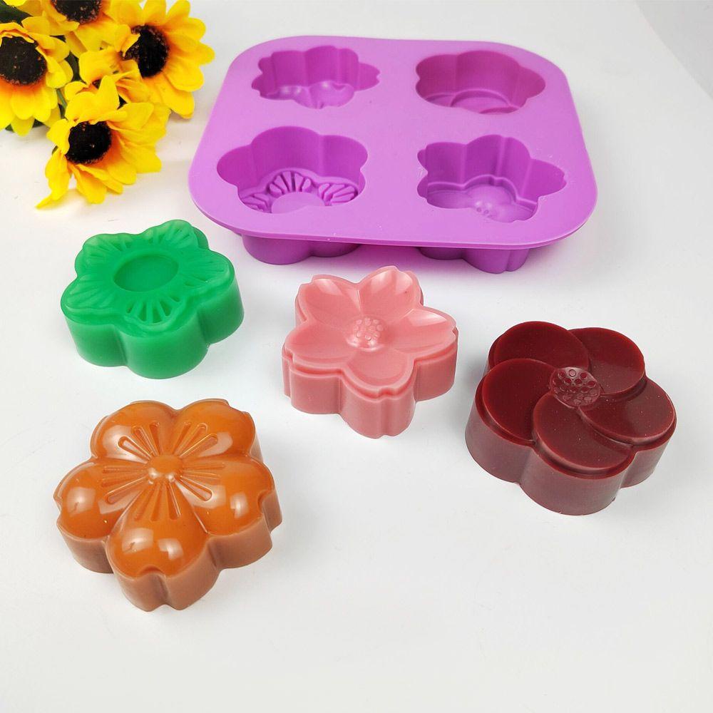 Khuôn Silicone Tạo Hình Làm Xà Phòng 3D DIY 4 Ngăn Đa Năng