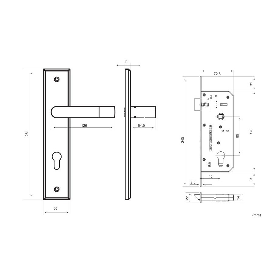 Khoá Tay Nắm Huy Hoàng SS8510 (khoá cửa chính)