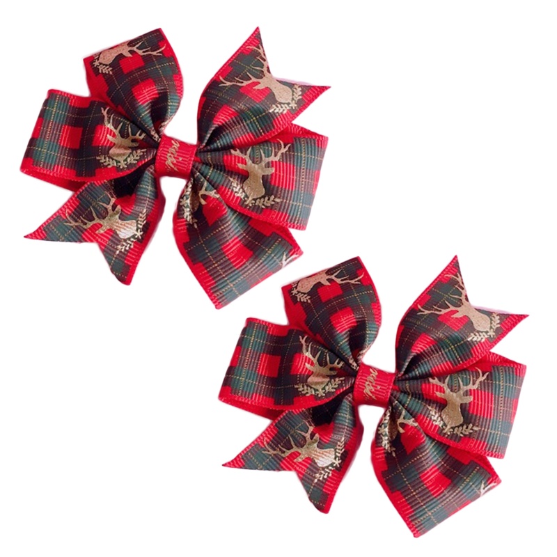 Kẹp Tóc Hình Nơ Họa Tiết Giáng Sinh Đáng Yêu Dành Cho Bé Gái