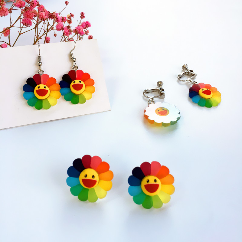 1 Bông Tai Hình Hoa Hướng Dương Nhiều Màu Dễ Thương