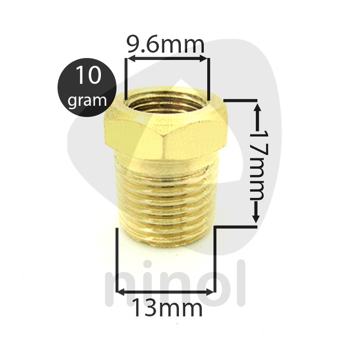 Cà rá thau ren nối ren trong x ren ngoài 9.6, 13, 17, 21, 27mm