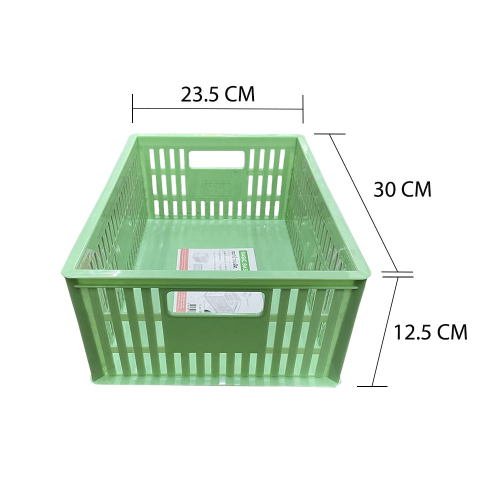 HomeBase ME LIVING Hộp đựng đồ nhỏ bằng nhựa có thể xếp chồng lên nhau Thái Lan 591 W30xD23.5xH12.5cm màu xanh lá