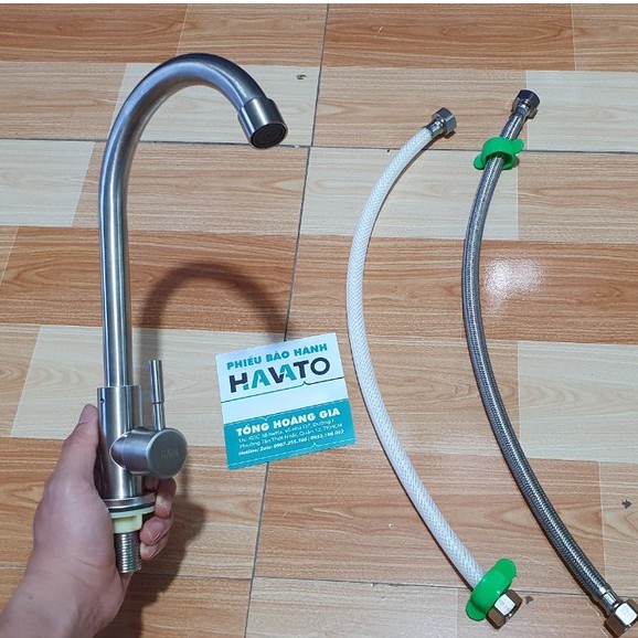 Vòi rửa bát lạnh vòi rửa chén bát lạnh inox 304 Ống Phi 18 có dây cấp