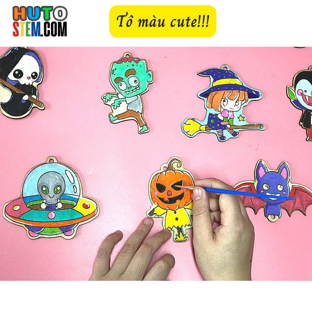 [Tự chọn set] Tô Màu Sáng Tạo, Chủ Đề Halloween, Tặng Kèm Dây Gai Treo Trang Trí