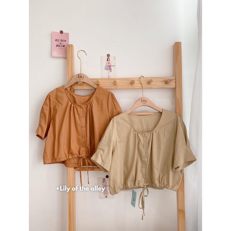 Áo thô bổ khuy cổ tròn (ib chọn màu )