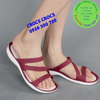 DÉP LÊ CROCS swiftwater WAVE CHO NỮ MÀU ĐỎ MẬN chuẩn xịn full box