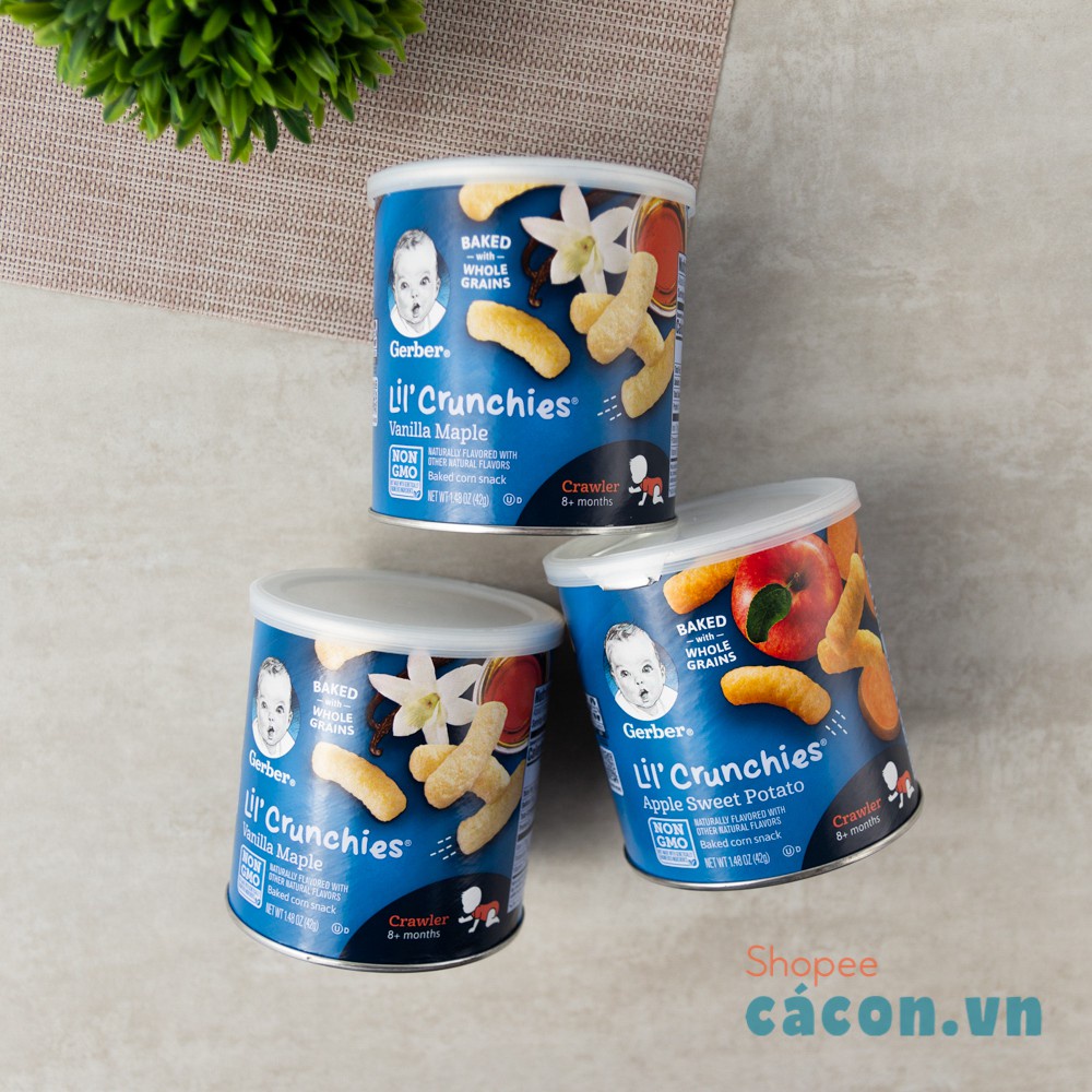 Date 2024  - Bánh Gerber lùn Lil' Crunchies chuối dạng bánh xe cho bé từ 8 tháng tuổi ăn dặm