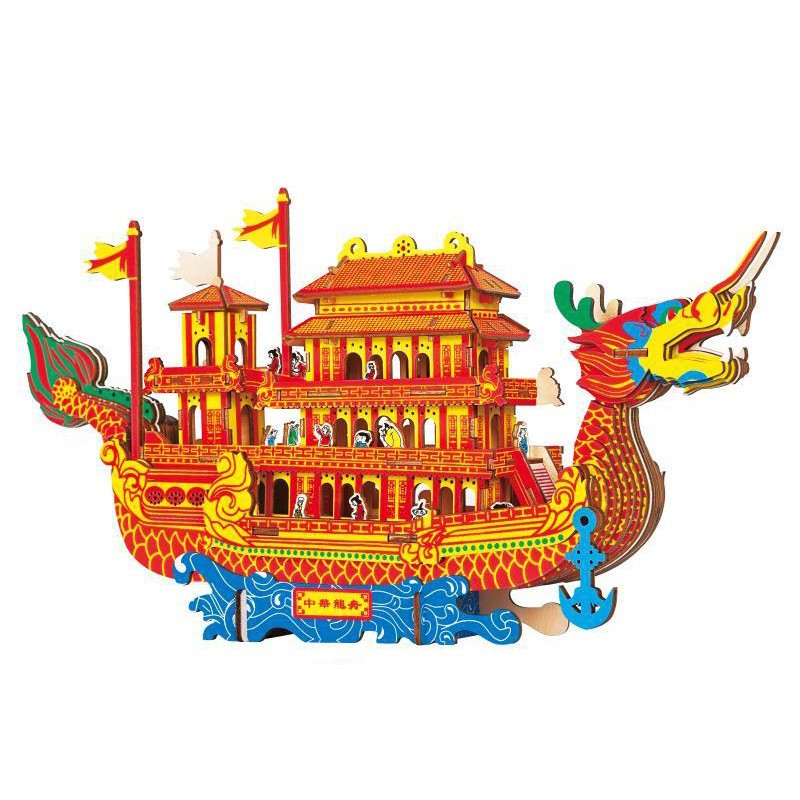 Đồ chơi lắp ráp gỗ 3D Mô hình Thuyền Rồng Dragon Boat HG-A014