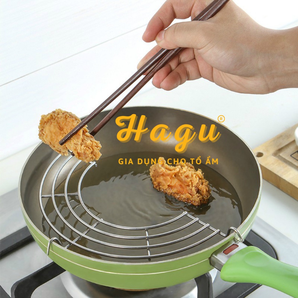  Vỉ gác chảo chiên, rán dầu mỡ bằng inox tiện dụng, hữu ích