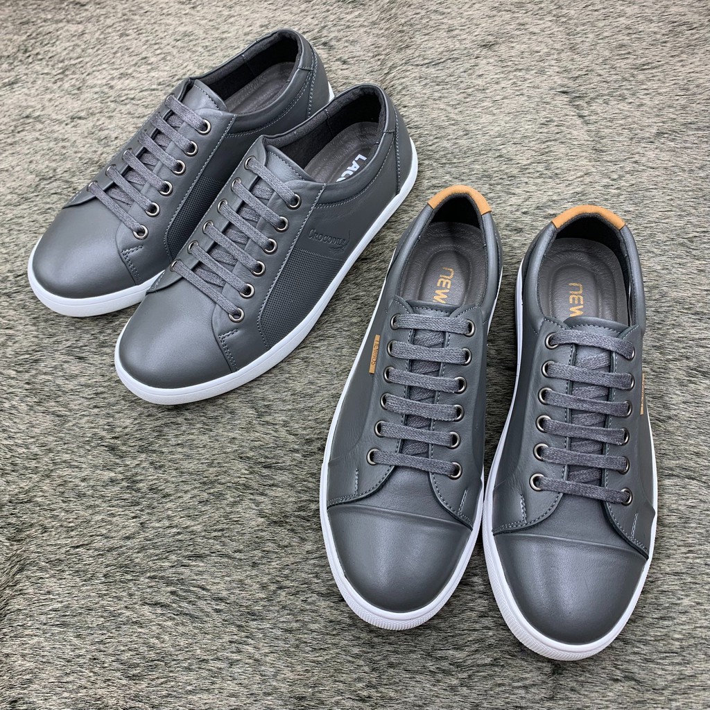 Giầy thể thao/sneaker nam da bò đế cao su trắng siêu bền