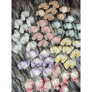 Hoa Nửa Ôm Charm Bạc | Hoa Bột Mỹ Cao Cấp Trang Trí Đính Móng H56