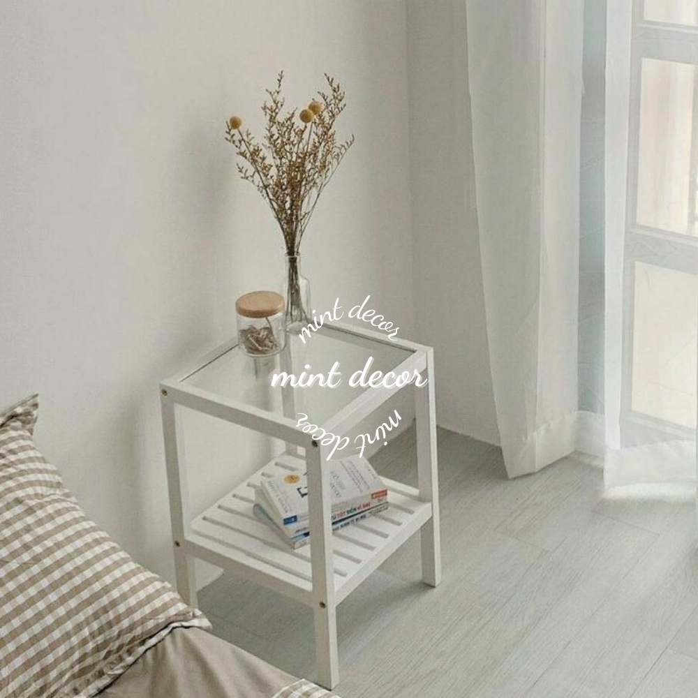 Kệ đầu giường gỗ thông màu trắng thông minh nhỏ gọn