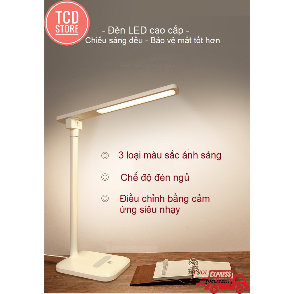 Đèn Bàn Học Đọc Sách, Làm Việc (Học Sinh, Sinh Viên, Văn Phòng) LED Chống Cận, Cảm Ứng Tích Điện Pin 3200mAh eLights TD-