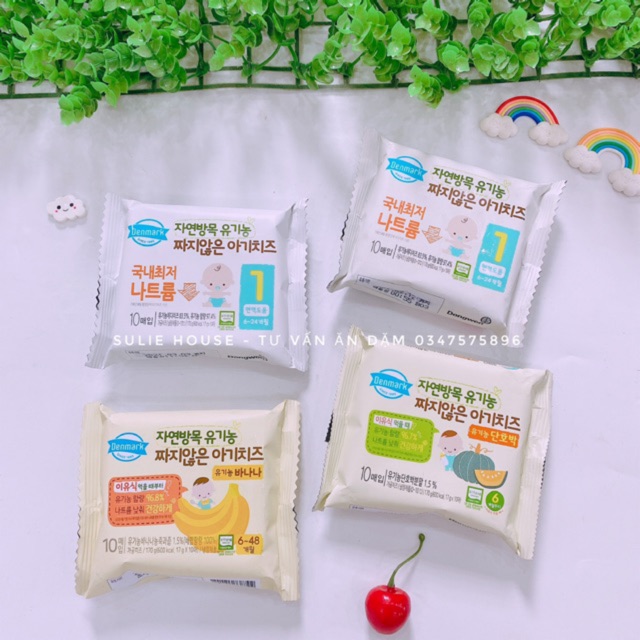 Phô mai miếng hữu cơ tách muối Hàn Quốc 6m+ hàng air