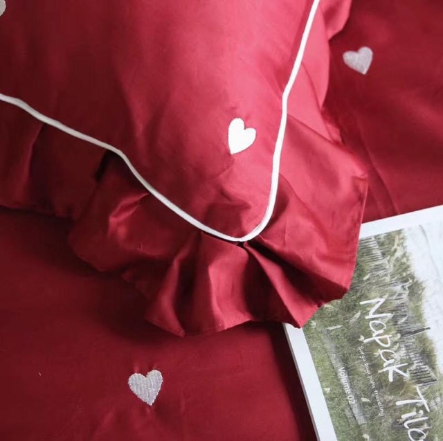 173118 Bộ chăn ga gối ga cưới 4CT chất cotton lụa thêu hàng nhập 150-180x200cm