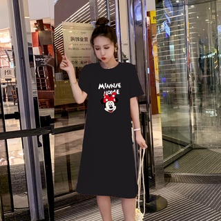 Đầm Suông Form Rộng Nữ Thanh Lịch Chất Vải Mềm Mát Nhẹ Nhàng In Hình Chuột Micky Đáng Yêu  Cute Hot Trend TTDS0087