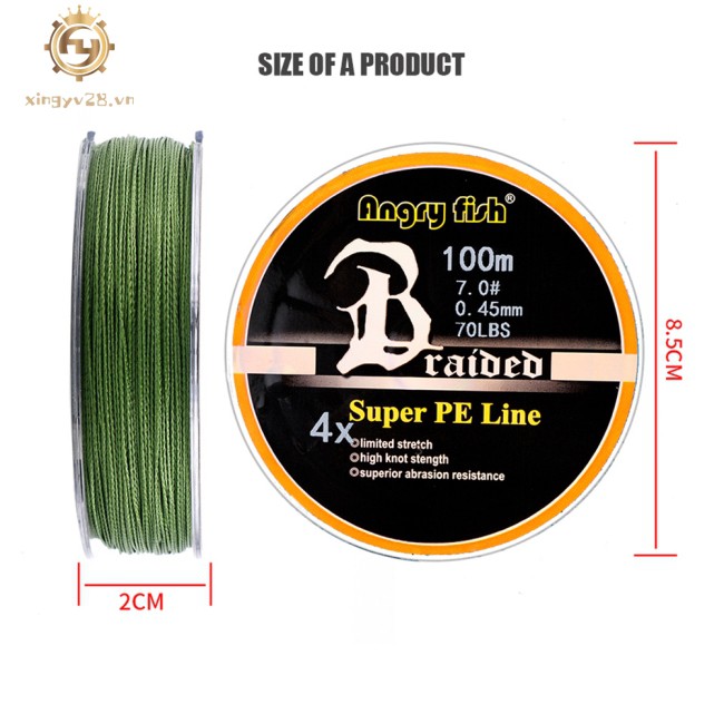 Sale 70% Dây câu cá bện 4 dây 100m/109yards màu nâu với lực kéo mạnh 10LB-80LB, 2.5#:_0.26mm/30LB Giá gốc 43,000Đ-95B192