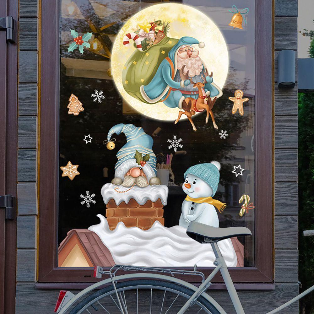 CONOPERY Nhãn Dán Trang Trí Cửa Kính Họa Tiết Người Tuyết Giáng Sinh Năm Mới
