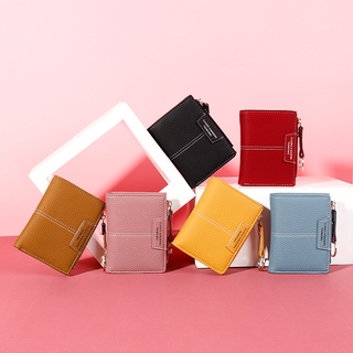 Bisi Goro Ví Nữ Da Pu Thời Trang Hàn Quốc 2 Ngăn Tiện Lợi Phone Case Credit ID Business Card Holder Slim Zipper Women Purse Mini Girl Wallet Leather Small Korean Short Clutch
