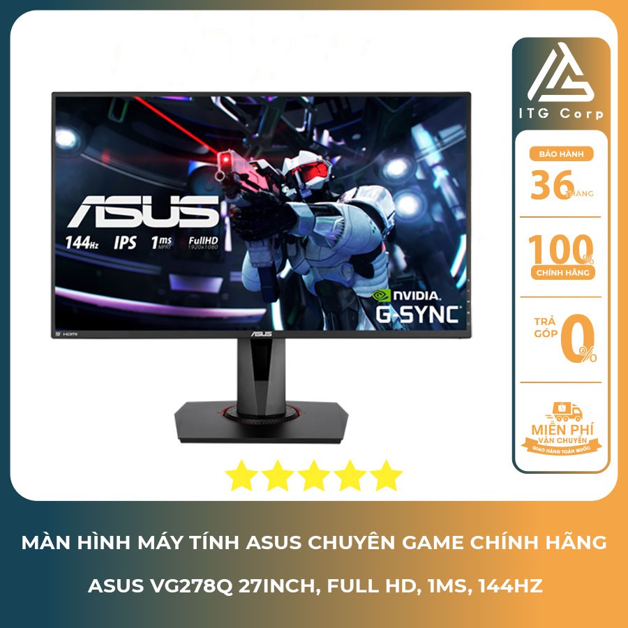 Màn hình Gaming Asus VG278Q 27inch, Full HD, 1ms, 144Hz, Tương thích với G-SYNC, Adaptive-Sync