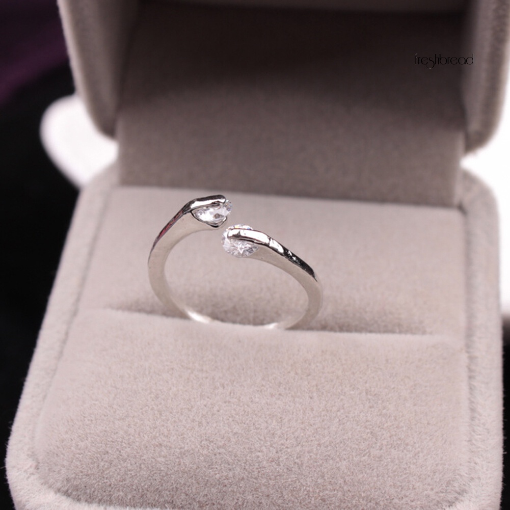 Nhẫn Hở Hai Đầu Đính Đá Zircon Lấp Lánh Thời Trang Có Thể Điều Chỉnh Cho Nữ