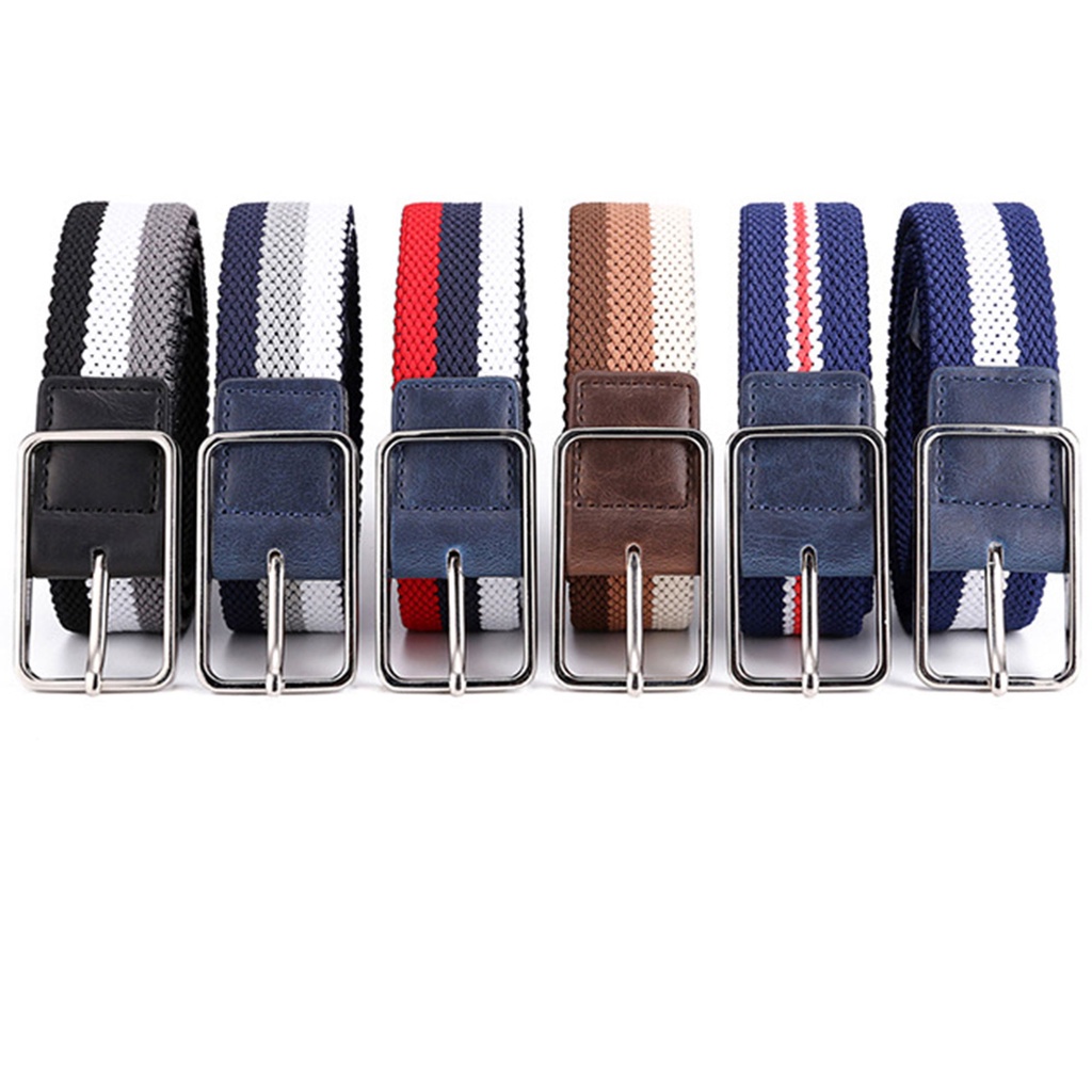 🍒QINJUE🍒 Apparel Accessories Fashion Elastic Belts Mixed Color Casual Knitted Pin Buckle Woven Stretch Canvas Elastic Expandable Braided Unisex Braided Belts