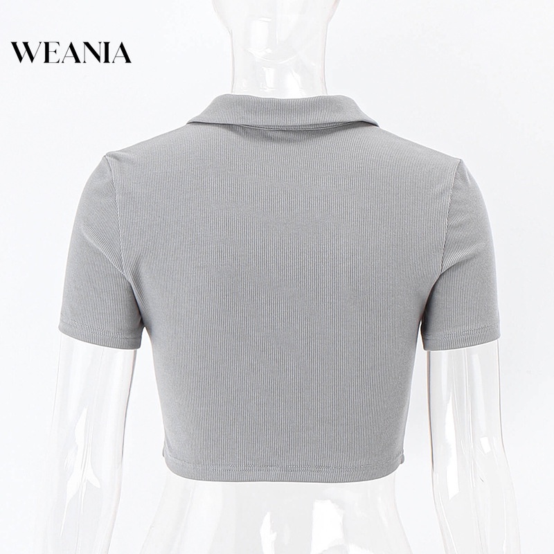 Áo Sơ Mi Croptop Tay Ngắn Cổ Bẻ Thiết Kế Xếp Ly Nữ Tính