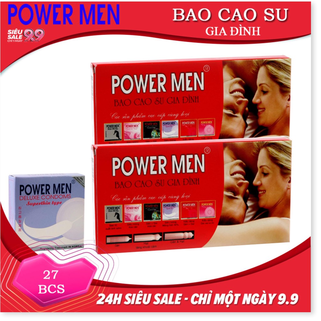 [ CHE TÊN ] COmbo 2 hộp Bao cao su Powermen Hàn Quốc 2 hộp x 12 chiếc siêu mỏng kéo dài thời gian yêu Mt2018