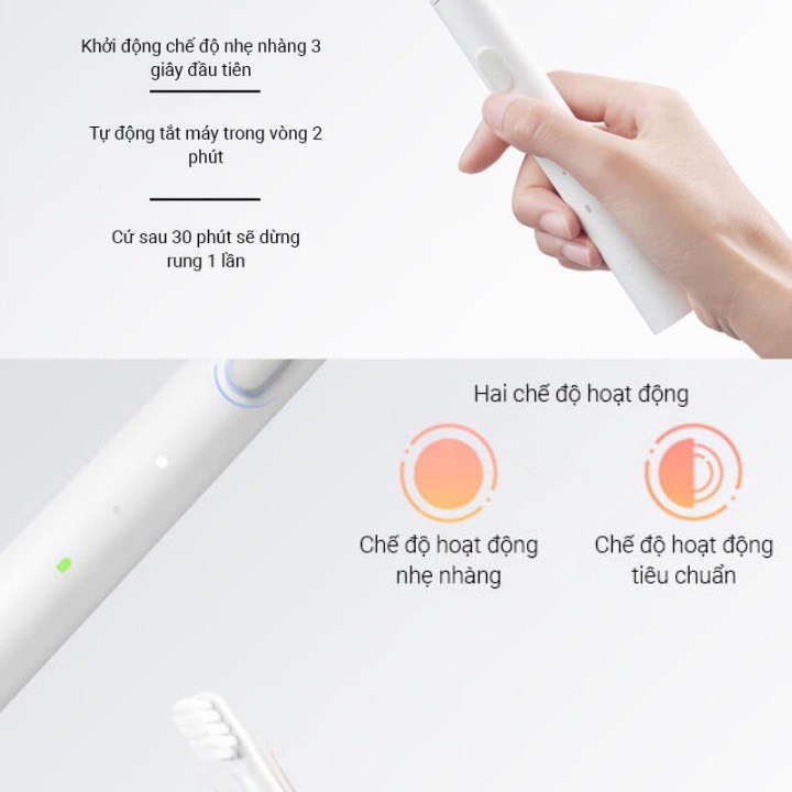 BÀN CHẢI ĐIỆN THÔNG MINH XIAOMI MIJIA T100ư CHỐNG NƯỚC IPX7, NHỎ GỌN 46G
