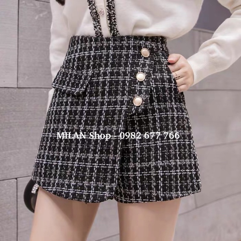 Quần giả váy dạ kẻ caro style