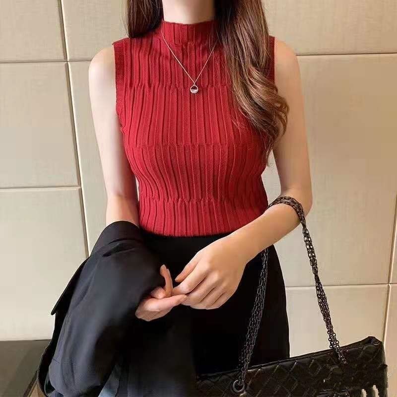 VVvn Áo Dệt Kim Sát Nách Cổ Ca o ThiếtKếMới Đơn Giản HợpThời Trang
