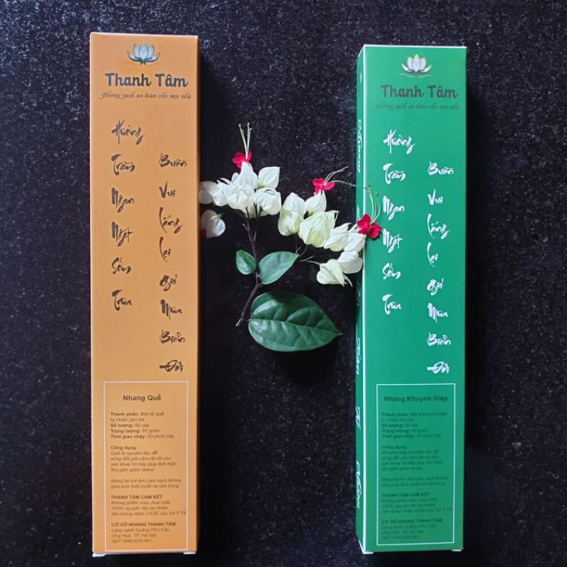 Hương/Nhang Thanh Tâm 100% TựNhiên/Không Hóa Chất Độc Hại/Hộp 50 Que