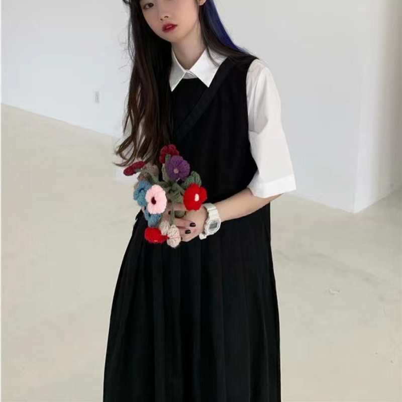 Đầm Midi Hai Dây Mỏng Thời Trang Mùa Hè Hàn Quốc Ngọt Ngào Cho Nữ