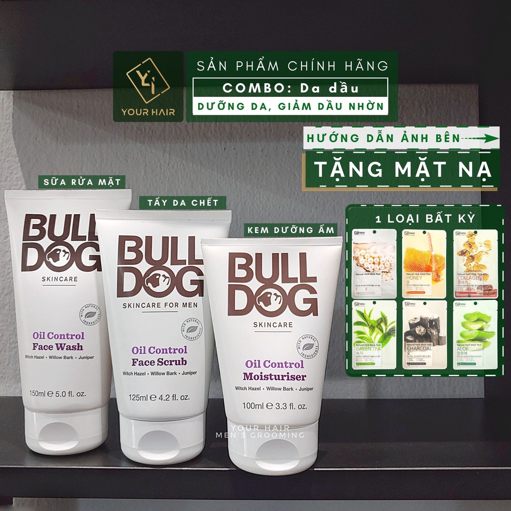 COMBO Bulldog Oil Control cho da dầu | Sửa rửa mặt + Tẩy da chết + Dưỡng ẩm | BigBuy360 - bigbuy360.vn