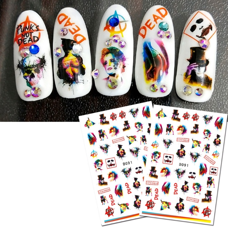 Sticker Dán Móng Nghệ Thuật Họa Tiết Halloween Kinh Dị