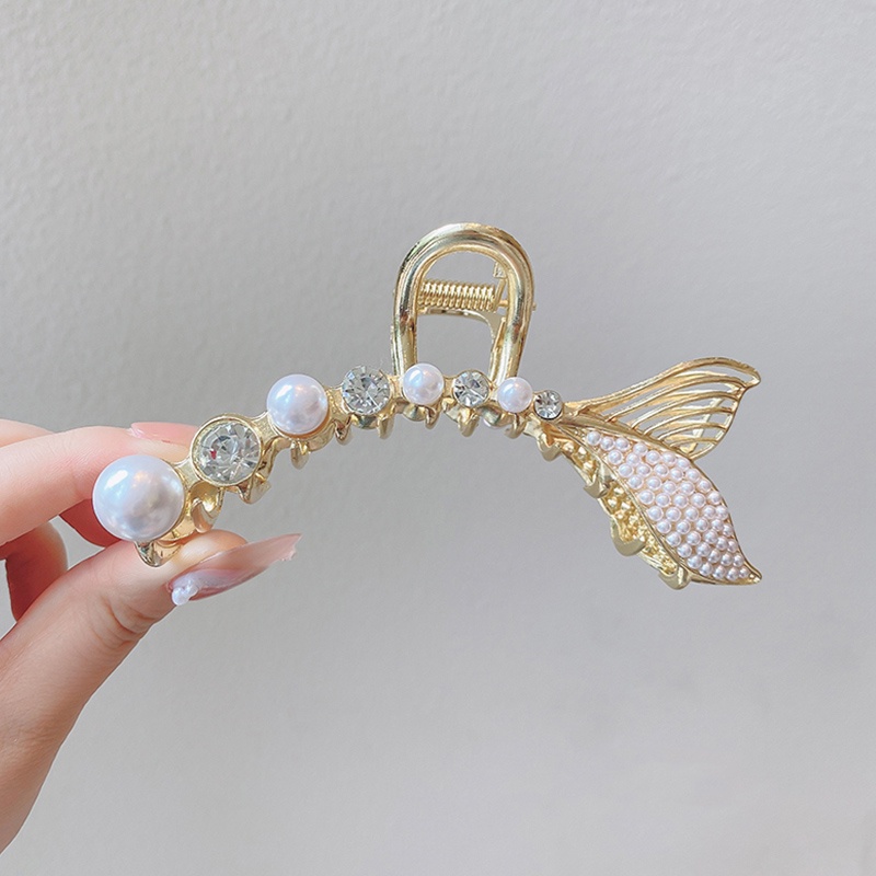 Kẹp Tóc Đuôi Cá Đính Ngọc Trai Giả Phong Cách Hàn Quốc Thời Trang
