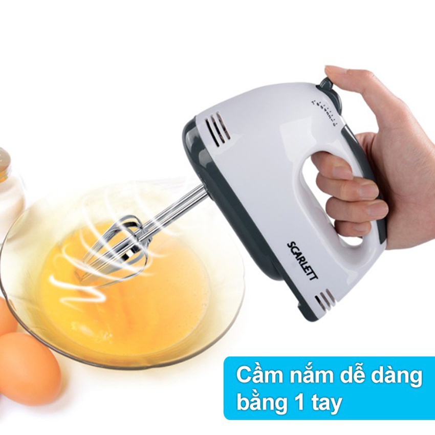 Máy Đánh Trứng Cầm Tay Đa Năng 7 Tốc Độ Scarlet 180W Đánh Trứng,Đánh Kem,Trộn Bột,Tạo Bọt Cà Phê Bảo Hành 12 Tháng