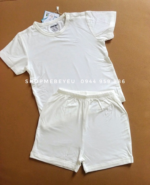 Bộ cộc tay cài vai nature wear chất bamboo  cho bé