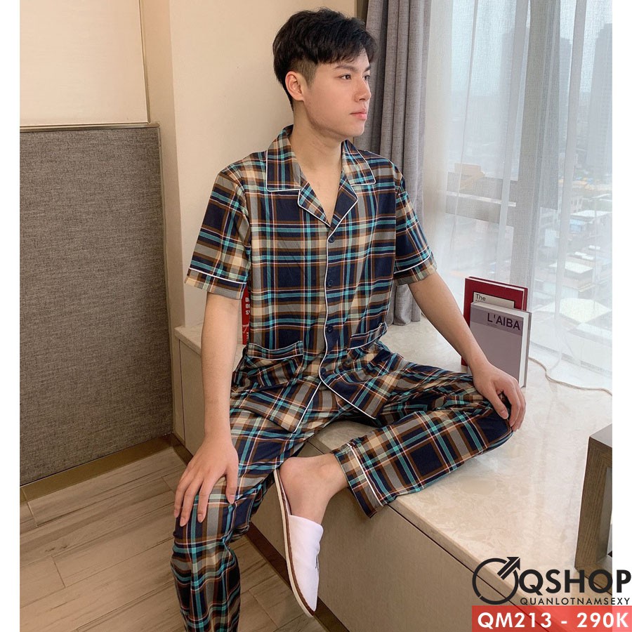 BỘ PIJAMA NAM THUN COTTON BỘ MẶC NHÀ MẶC NGỦ NAM QSHOP QM213