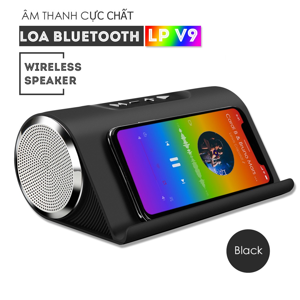 Loa Bluetooth Di Động LP-V9, Kiêm giá đỡ điện thoại  Âm Thanh Sống Động, Bass Chuẩn, Cắm Usb, Thẻ Nhớ, Cổng 3.5