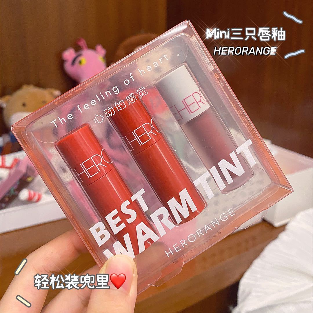 3 Pieces / Set Matte Lipstick Set Box Mini Cute Lipstick