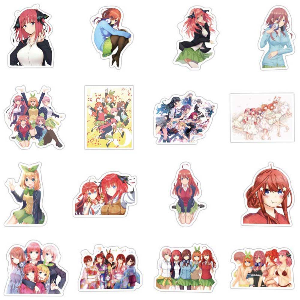 Set 50 miếng dán trang trí hình nhân vật hoạt hình Nakano Miku đáng yêu