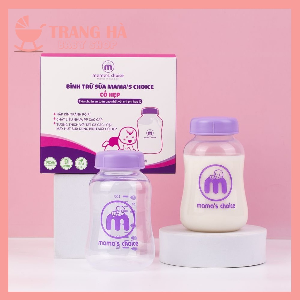 Bình Trữ Sữa Cổ Hẹp Mama's Choice Dung Tích 150ml–240ml Tương Thích Các Loại Máy Hút Sữa Cổ Hẹp