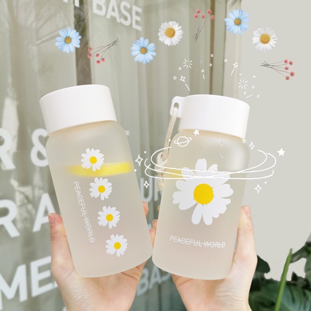 Bình Nước Thủy Tinh Chịu Nhiệt Hoa Cúc Hàn Quốc Hot Trend | BigBuy360 - bigbuy360.vn