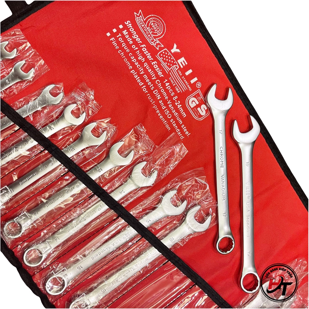 Bộ cờ lê vòng miệng cà lê cle 8 – 24 mm sửa xe máy yeti BCLVM-824-YT