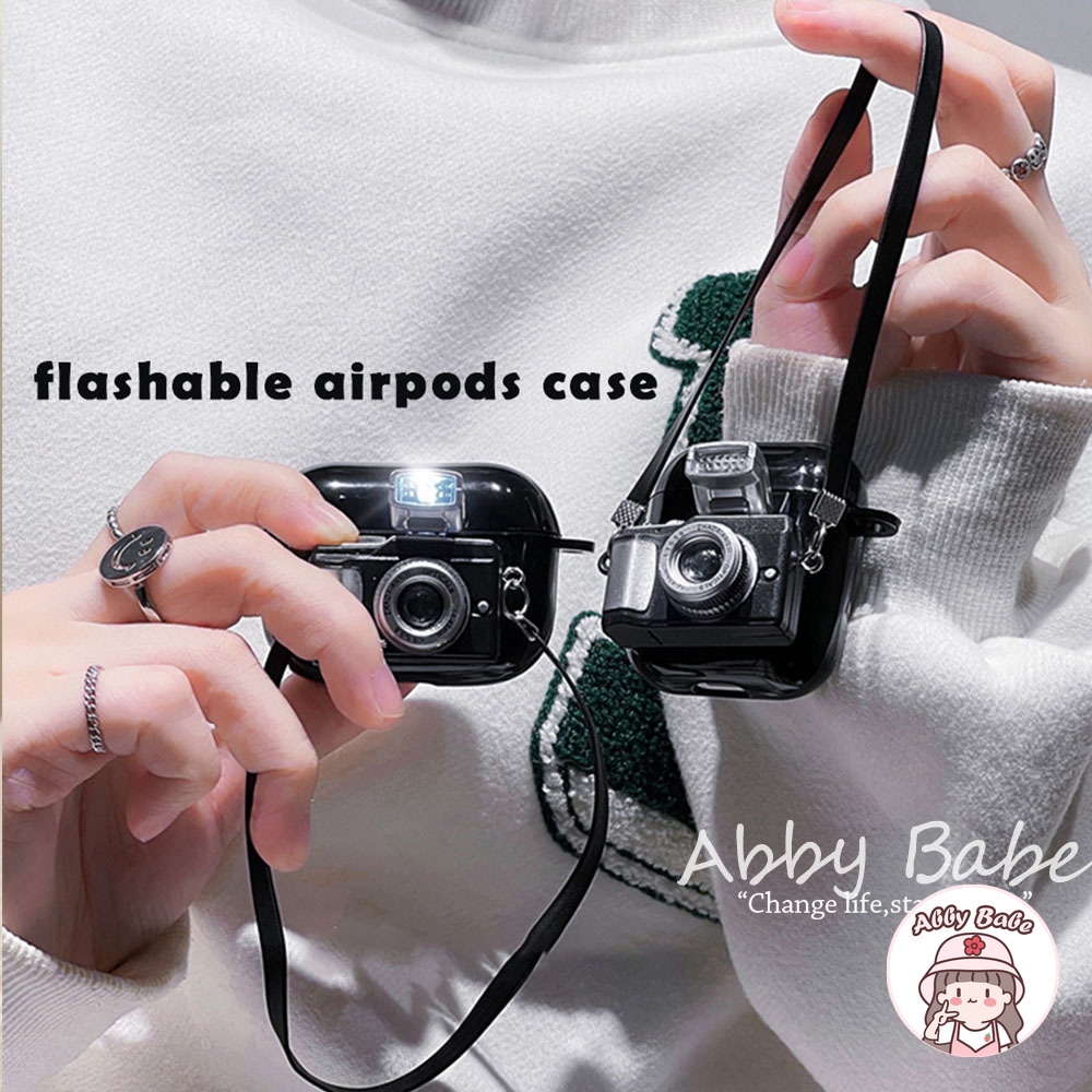 Vỏ Bảo Vệ Hộp Sạc Tai nghe không dây Airpods 1 / 2 / pro Bằng TPU Mềm Hình Máy Ảnh 3D Sáng Tạo